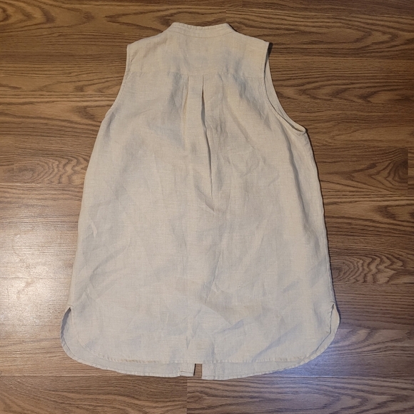 Sleeveless Cream Linen Top - Picture 5 of 8